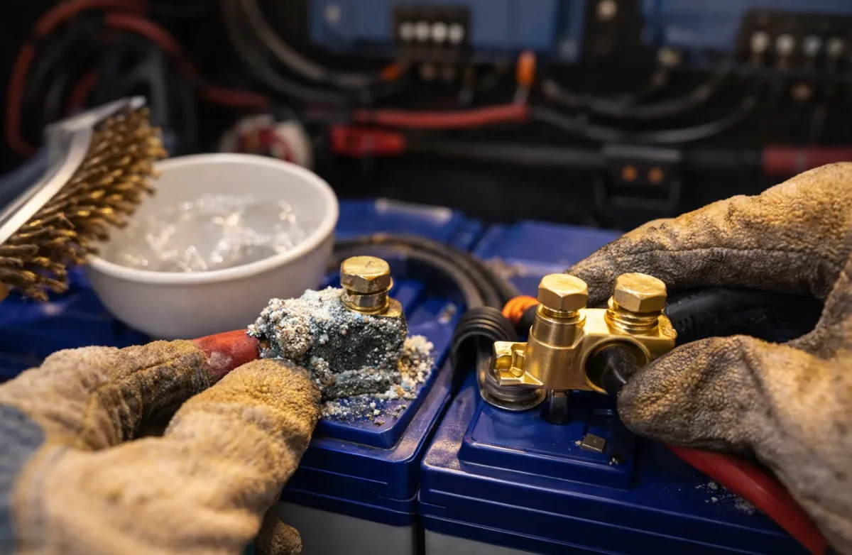 Slide-out wiring harness pinch repair on a fifth wheel