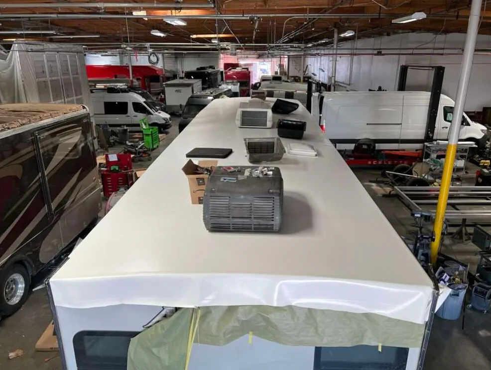 Roof reseal and leak inspection on an RV in Garland, TX