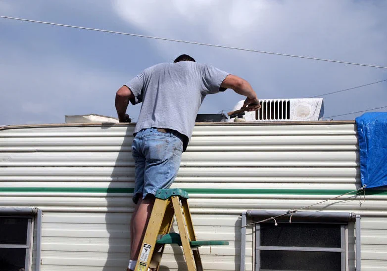 Roof reseal and leak inspection on an RV in Loxahatchee Groves, FL